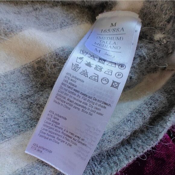 AllSaints Wool Alpaca blend Gray White Stripe Sweater size M - Picture 5 of 6